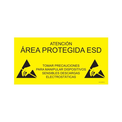 ESD Protected Area Sign - Self Adhesive - Spanish - Antistat