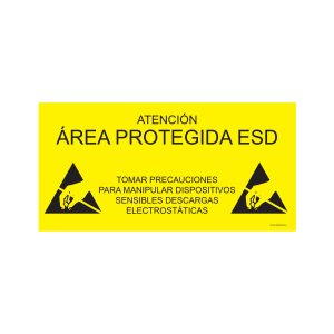 ESD Protected Area Sign - Self Adhesive - Spanish - Antistat