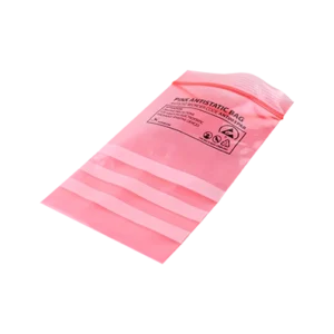 Pink Antistatic Bag with grip seal closure... Grip seal poly bags