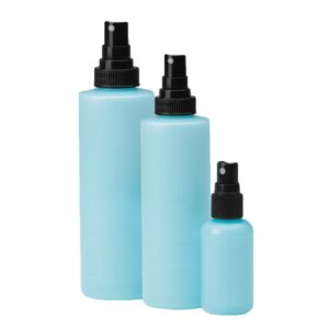 blue static dissipative spray bottle with a pump action lid. 3 sizes include 2oz, 8oz, and 16oz