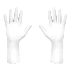 A pair of White Nitrile Disposable Gloves
