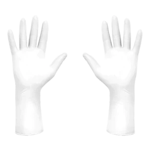 A pair of White Nitrile Disposable Gloves