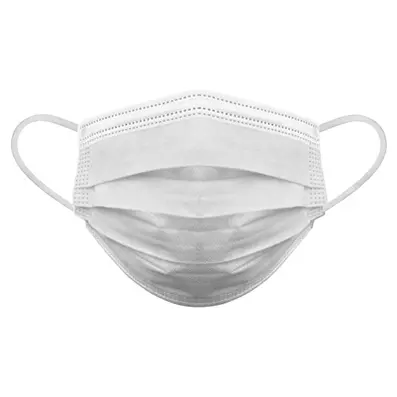 604-0015-Integrity-3-ply-face-mask.webp Disposable face mask, white, featuring earloop design