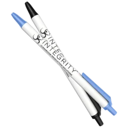 Cleanroom Pens - Blue and black, retractable style with rectangular clip. Integrity logo printed on the barrel of both