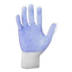 Nylon Glove with Blue Dotted Palm and Fingers