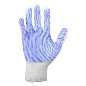 Nylon Glove with Blue Dotted Palm and Fingers