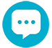 White speech bubble on a blue background